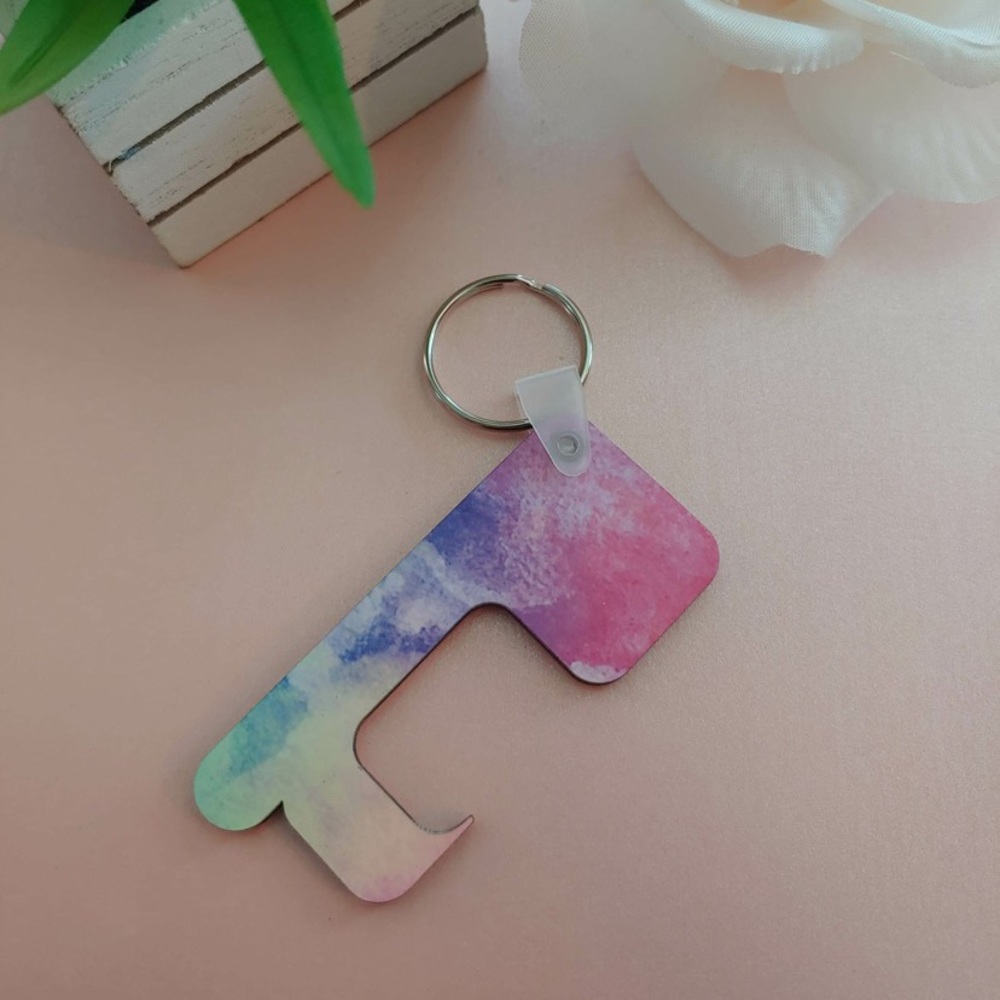 Hands-Free Door Opener Keychain Tie-Dye Rainbow